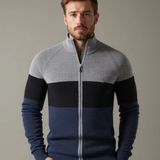 Halbe | Gebreid vest met kleurvlakken en rits