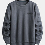 Sjoerd | Sweater in suèdelook met tekstopdruk
