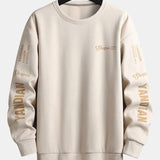 Sjoerd | Sweater in suèdelook met tekstopdruk