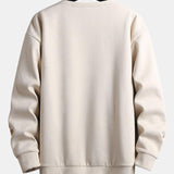Sjoerd | Sweater in suèdelook met tekstopdruk
