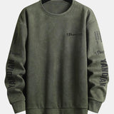 Sjoerd | Sweater in suèdelook met tekstopdruk