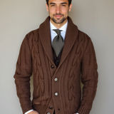 Nanne | Bruin kabelgebreid vest