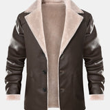 Stef | Blazer van PU-leer met imitatiebontvoering