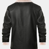 Stef | Blazer van PU-leer met imitatiebontvoering