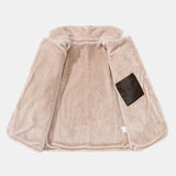 Stef | Blazer van PU-leer met imitatiebontvoering