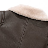 Stef | Blazer van PU-leer met imitatiebontvoering