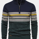 Sven | Jacquardtrui met contrastpatroon en korte rits