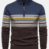Sven | Jacquardtrui met contrastpatroon en korte rits