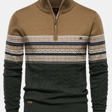 Sven | Jacquardtrui met contrastpatroon en korte rits