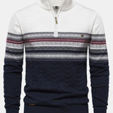 Sven | Jacquardtrui met contrastpatroon en korte rits