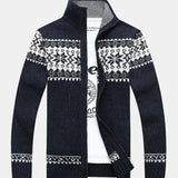 Teun | Kerstvest met geometrische print en rits