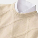 Karel | Taupe trui met ruitmotief