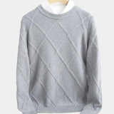Karel | Taupe trui met ruitmotief