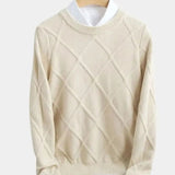 Karel | Taupe trui met ruitmotief