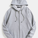 Twan | Basic katoenen hoodie met doorlopende ritssluiting