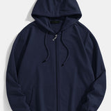 Twan | Basic katoenen hoodie met doorlopende ritssluiting