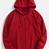 Twan | Basic katoenen hoodie met doorlopende ritssluiting
