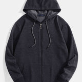 Twan | Basic katoenen hoodie met doorlopende ritssluiting