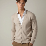 Yde | Beige gebreid vest met knoopsluiting