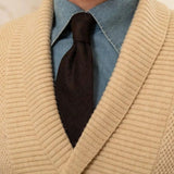 Emiel | Beige vest met sjaalkraag en dubbele knoopsluiting