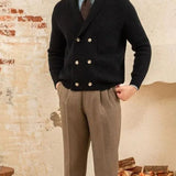 Emiel | Beige vest met sjaalkraag en dubbele knoopsluiting