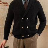 Emiel | Beige vest met sjaalkraag en dubbele knoopsluiting