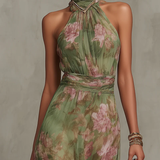 Livia - Elegante Maxi Jurk Halter met Bloemen