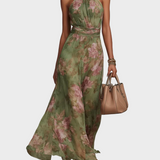 Livia - Elegante Maxi Jurk Halter met Bloemen