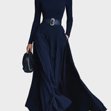 Kornelia - Maxi jurk van jersey met hoge kraag