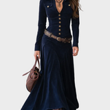 Iwona - Suède maxi jurk met riem