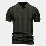 Zeno | Beige gebreide polo met structuur