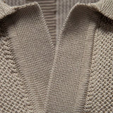 Zeno | Beige gebreide polo met structuur