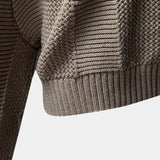 Zeno | Beige gebreide polo met structuur