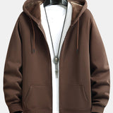 Zeno | Hoodie met pluchevoering, ritssluiting en relaxte pasvorm