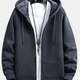 Zeno | Hoodie met pluchevoering, ritssluiting en relaxte pasvorm