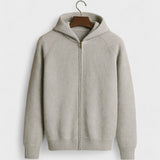Ate | Lichtgrijze gebreide hoodie met rits