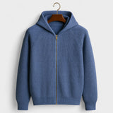 Ate | Lichtgrijze gebreide hoodie met rits