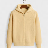 Ate | Lichtgrijze gebreide hoodie met rits