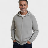 Ate | Lichtgrijze gebreide hoodie met rits