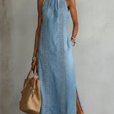 Julia - Retro Kant Denim Jurk