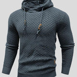 Bertus | Grijze gebreide hoodie met structuur