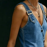 Vera - Lange Denim Knopjurk