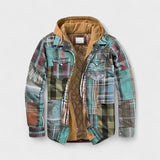 Cas | Blauw geruit jack met capuchon