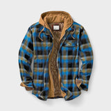 Cas | Blauw geruit jack met capuchon