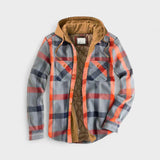 Cas | Blauw geruit jack met capuchon