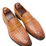 Clemens | Penny loafers van gevlochten leer