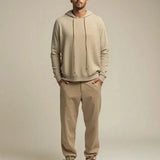 Cobus | Beige gebreide hoodie