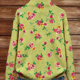 Lauren - Roze Bloemen Limoen Rits Cardigan