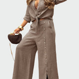 Mia - Dames, moderne, eentonige, tweedelige jumpsuit