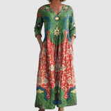 Sára - Vintage bloemen maxi jurk